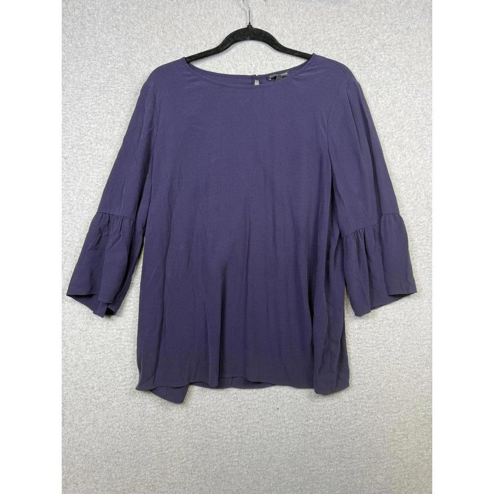 Eileen Fisher Women's Size Medium Purple 3/4 Sleeve 100% Silk Blouse Top